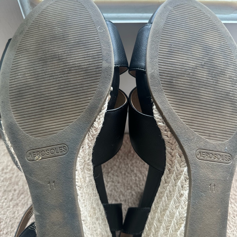 Black Wedge Aerosoles Sandals - Picture 4 of 4